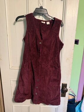 Levi's Burgundy Corduroy Button-Front Mini Dress
